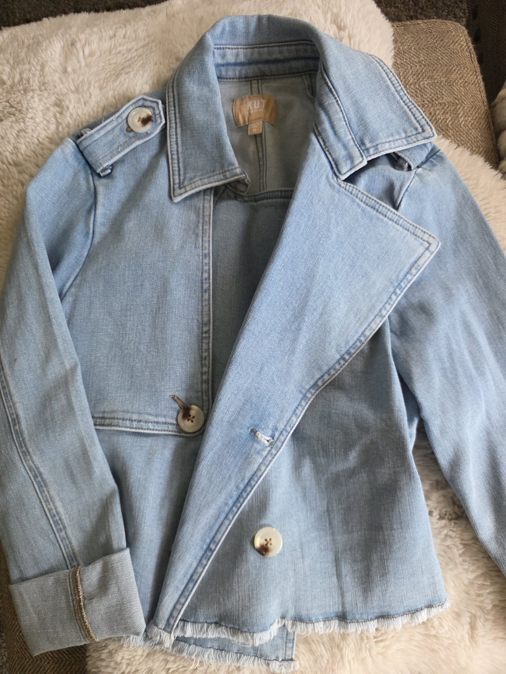 Kut from the Cloth Light Blue Denim Trench Jacket - Women's